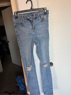 Topshop Light Blue Distressed Skinny Jeans